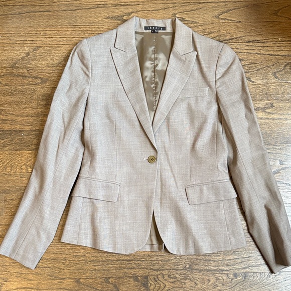 Theory Beige Single Button Wool Blazer - Picture 1 of 9